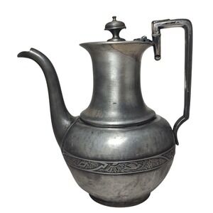 Antique Wilcox Silver Plate Teapot Quadruple Plate153 Scroll Work Hinged Lid SEE